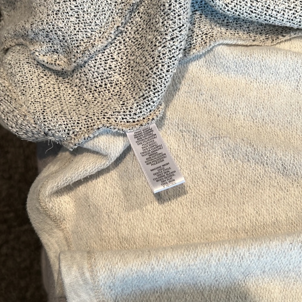 Loft, open sweatshirt, style jacket with pockets, cream, and gray size large - Picture 5 of 5